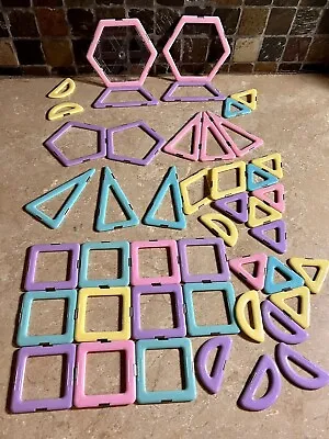 45 Piece Lot Magnetic Blocks Building Toys Magna Tiles Kids Pastel Colors Set • $18.95