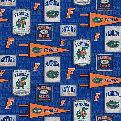 University Of Florida Gators Cotton Fabric Vintage Pennant Design-By The Yard • $9.99