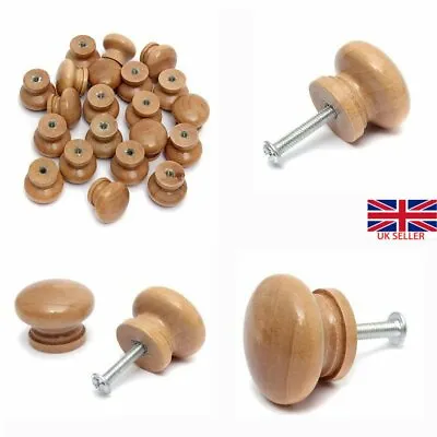 £6.79 • Buy 10Pcs Natural Wood Door Knobs Natural Wooden Round Cupboard Drawer Pull Handles