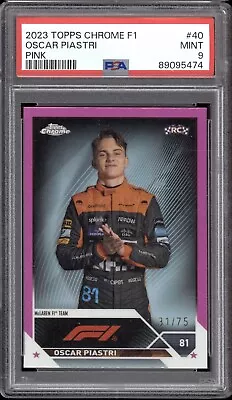 Oscar Piastri Psa 9 2023 Topps Chrome F1 #40 Rookie Pink Refractor 31/75 Rc • $0.99