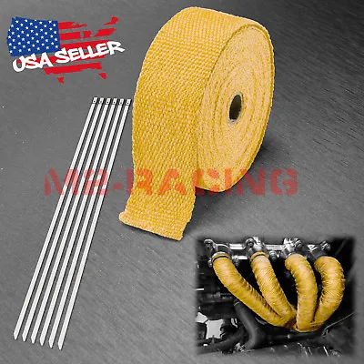 Yellow Exhaust Pipe Insulation Thermal Heat Wrap 2 X50' Motorcycle Header • $18.46