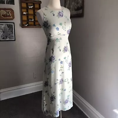 Vintage 90's Floral Sundress 3/4 Womens Midlength Sleeveless Dress Pastel Twee • $14.99