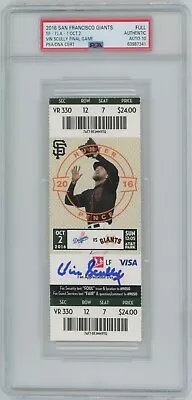 Vin Scully Signed Last Game Called Full Ticket Stub 10/2/2016 PSA GEM MT 10 AUTO • $1999.99