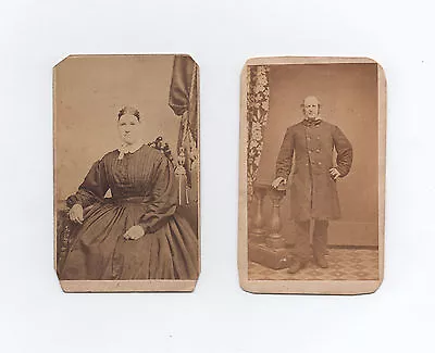 Two 1870 CDV Photos Man & Woman Philadelphia Photographers Philip Wright + Keely • $24