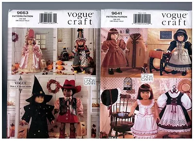 VOGUE 9663 & 9641 PATTERNS Doll Dress Coats Costumes Hats 18  American Girl  • $48.50