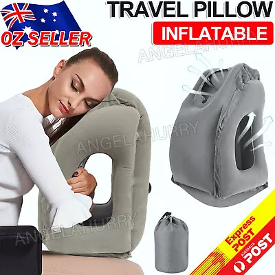 $14.22 • Buy Inflatable Air Cushion Travel Pillow For Airplane Office Nap Neck Head Chin NE