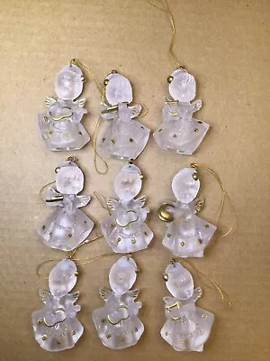 Vntg Silvestri Acrylic Angel Christmas Ornaments 2.5” Tall Lot Of 9 • $14.99