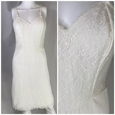 Vintage 60s 70s Mode O Day White Lace Chemise Slip Dress Sz Small Boho Festival • $25