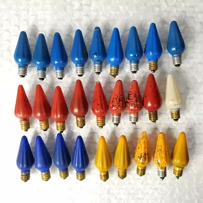 TESTED Lot Of 27 Vtg C6 Cone Ribbed Christmas Light Bulbs GE Westinghouse Mazda • $34.94