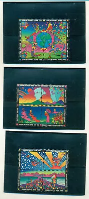 1992 Set Of 3 Stamp Blocks Artwork By Peter Max For United Nations All 3 Offices • $9