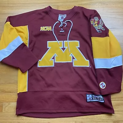 Vtg Minnesota Golden Gophers NCAA Ice Hockey Jersey Youth Size XL Goldy Blank • $59.99