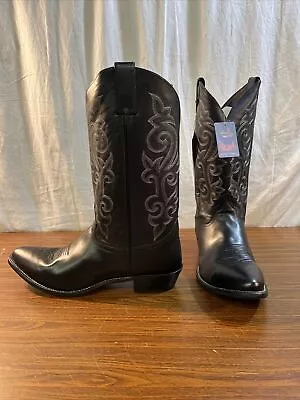 Justin Boots Black Calfskin Leather Cowboy Boots - US Size 14 Men’s • $24.99