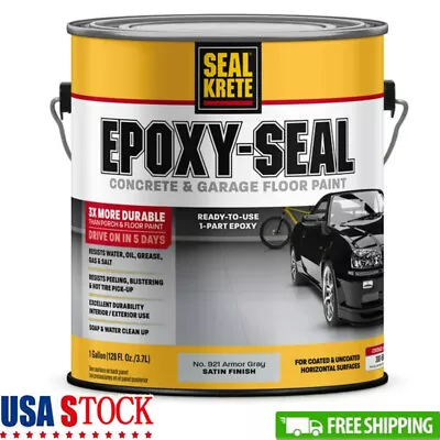 1-Gallon Armor Gray Epoxy-Seal Low VOC Concrete And Garage Floor Paint Safe NEW • $37.97