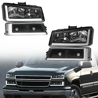 Pair LED DRL Headlight Front Lamp For 03-06 Chevrolet Silverado 1500 2500HD 3500 • $98.79