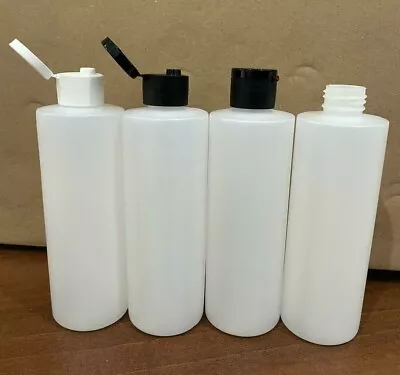 £3.95 • Buy 250ml Natural HDPE Plastic Bottles & WHITE Smooth FLIP TOP Lids Caps UK