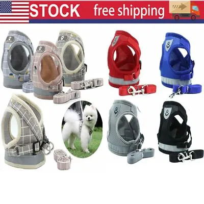 Small Dog Breathable Mesh Harness Vest Collar Soft Chest Strap Leash Set XS-XL • $5.18