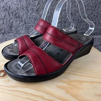 Mephisto Mobils Sandals Womens 8 Red Leather Slip On Open Toe Comfort Shoes • $29.95
