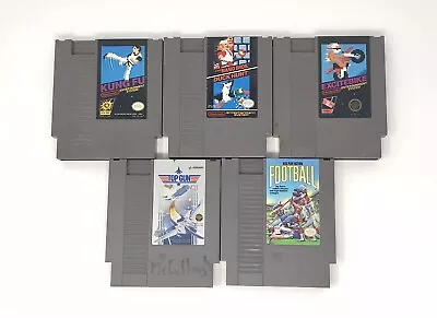 NES Lot Of 5 Games Mario Excitebike Kung Fu Top Gun Football Tested And Working • $0.99