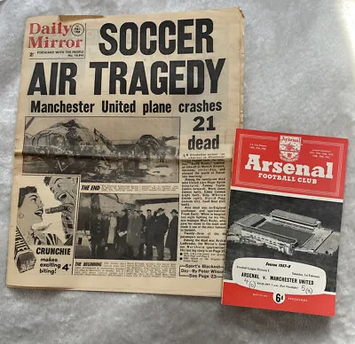 Manchester United Munich Air Disaster Newspaper & Last Programme Busby Babes • £280