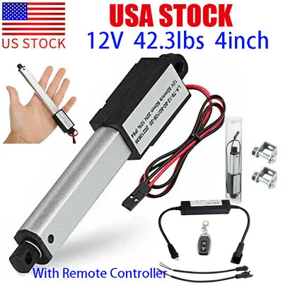 Electric Micro Linear Actuator Motor 12V 42.3lbs 4in Stroke Fast Up To 5mm/s • $36.99