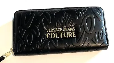 Versace Jeans Couture Black Puff Letter Design Wallet With Gold Hardware Preown • $45