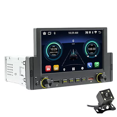 Single 1Din Car Android Player Bluetooth GPS Wifi Radio Mirror Link Free Camera • $125