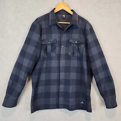 Macpac Jacket Mens Medium Blue Check Fleece Lined Button Hemp Organic Cotton  • $49.90