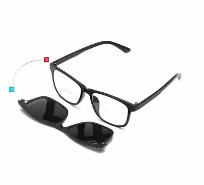 Bifocal Reading Glasses With 3 Magnetic Clip-on Sunglasses 1.00 1.50 2.00 FFA481 • $19.79