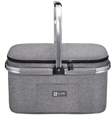 Insulated Picnic Basket 32L 4-Person Collapsible Insulated Picnic Cooler Bag • £29