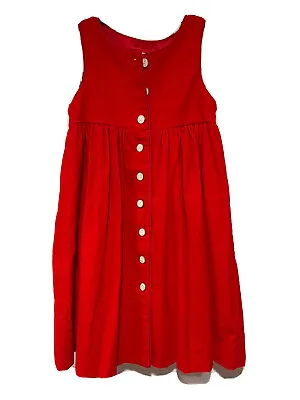 $14.95 • Buy VINTAGE GIRLS STORYBOOK HEIRLOOMS CORDUROY RED DRESS SIZE 4 T Mint