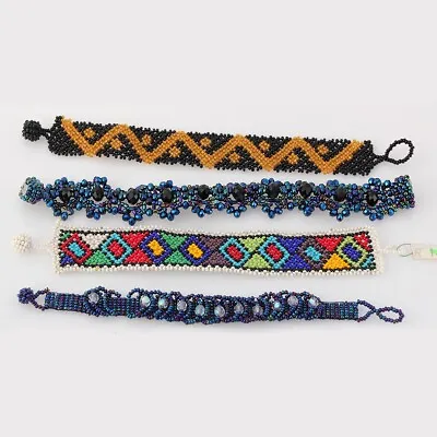 4 Beaded Bracelet LOT - Colorful Bands VINTAGE • $13.99