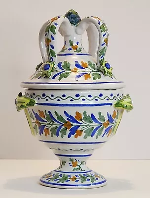 Spanish Basil Pot Canister W/ Lid 1930's Pottery Vintage Gimeno Martinez Signed • $69.99