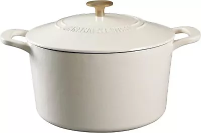 MARTHA STEWART Gatwick 7 QT Enameled Cast Iron Dutch Oven In Linen • $67.99