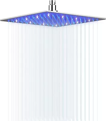 8-inch Chrome LED Shower Head Wall/Ceiling Mounted Rainfall Square Top Sprayer • $28.99