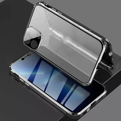 Magnetic Full Cover Anti Spy Privacy Metal Glass Case For IPhone 14 Pro Max/13 • $14.99