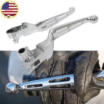 Chrome Slotted Brake Clutch Levers Handle Lever Set For Harley  Electra Glide US • $24.05