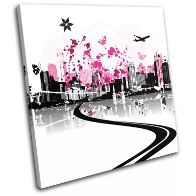 Abstract Floral Vector City SINGLE CANVAS WALL ART Picture Print • $69.99