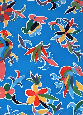 Oilcloth Fabric Exotic Aztec Blue Pattern Sold In Yard Or Bolt • $13.99