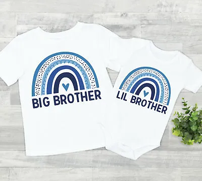 £8.80 • Buy Big ,little Brother Sibling T Shirt Cute Rainbow Design Matching Brothers