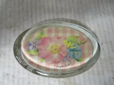 Marjolein Bastin Oval Glass Paperweight Flowered • $5.45