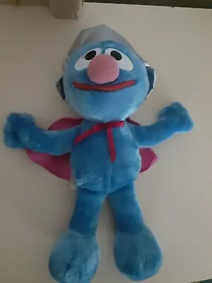 Tyco Sesame Street Super Muppet Grover Stuffed Plush 1997 Blue Silver Helmet • $24.95