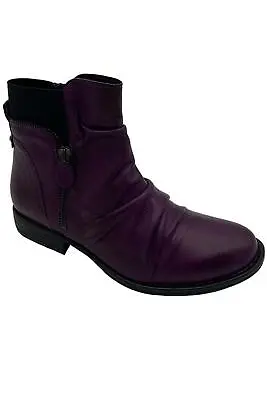 Miz Mooz Leather Wide Width Ankle Boots Laney Purple • $84.99