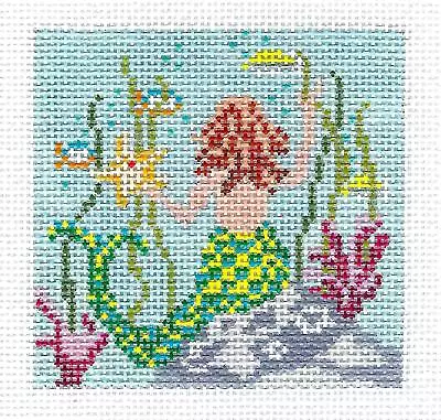 Mermaid 3  Sq. Undersea Handpainted 18m Needlepoint Canvas By Needle Crossings • $57.50