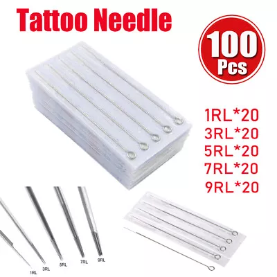 100pcs Disposable Tattoo Needles Mixed 1RL 3RL 5RL 7RL 9RL (20pcs For Each Type) • $17.66