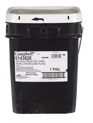 Campbell 3/8 In. Oval Link Carbon Steel Proof Coil Chain 3/8 In. D X 45 Ft. L • $126.73