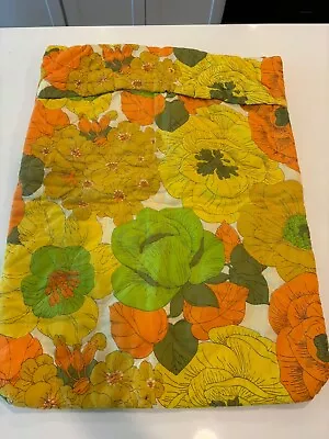 Vintage Mid-Century Green Orange Floral  Couch Throw Pillow 24X17 • $18.99