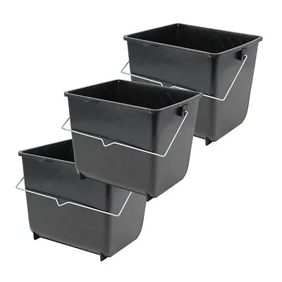 £7.95 • Buy 3 Pcs 5 Litres Black Paint Ribbed Scuttle Metal Handle Rollers Plastic Bucket