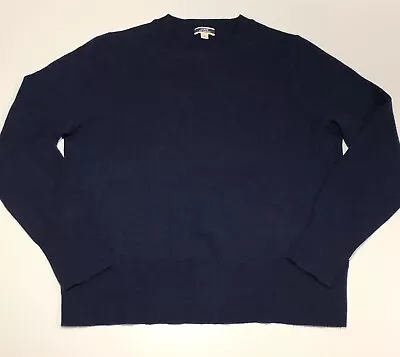 J. Crew Cashmere Classic Fit Crewneck Sweater Womens L Navy Blue Pullover BA400 • $34.99