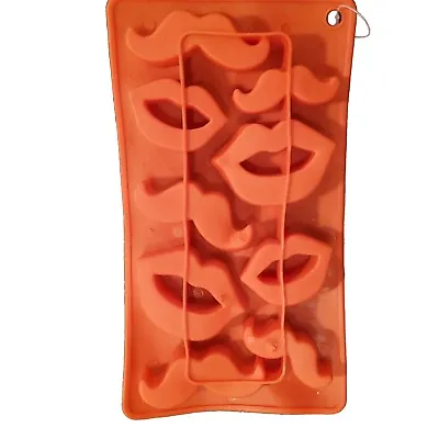 Silicone Mold Lips Mustache Chocolate Mint Candy Fondant Ice Cake  Preowned  • $8.99