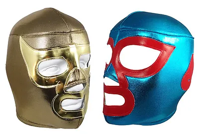 2pk NACHO LIBRE & RAMSES (pro-fit) Adult Lucha Libre Wrestling Mask Costume Set • $32.99